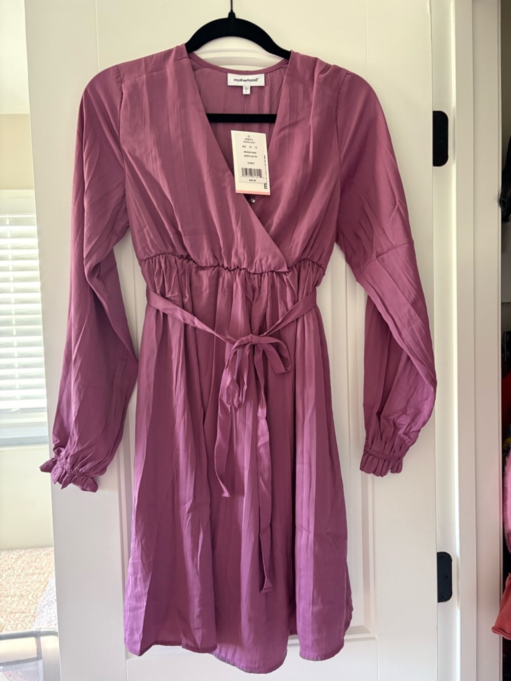 Motherhood Mauve Wrap Dress with Tie Waist Maternity